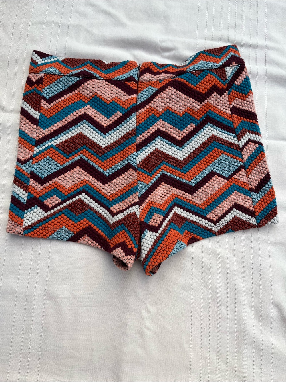 Free People Floyd High-Waist Chevron Knit Shorts - Orange, Blue, Maroon, White - Picture 6 of 8